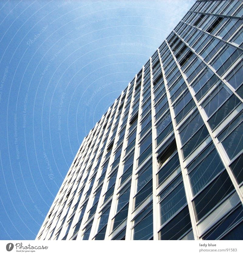 business High-rise Building Window House (Residential Structure) Work and employment Aspire Stripe Large Border Steel Architecture Blue Tall Glass Sky Münster