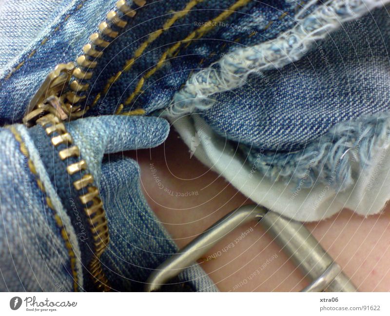 jeans 5 Pants Jeans Buttons Zipper Cloth Ready Clothing Belt Belt buckle Open Skin Blue garment Silver Metal