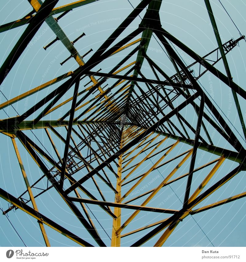 cross-examination Electricity Noble Thin Graceful Open Wire Electricity pylon Exciting Manmade structures Worm's-eye view Under Central Middle Geometry