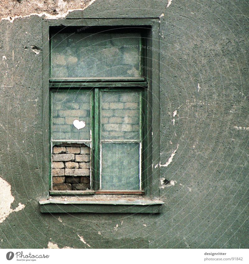 private Window Wall (barrier) Private sphere Green Building for demolition Derelict Closed Far-off places Old Built-in bricked walled distance