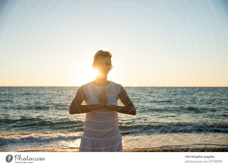 Sun salutation IV Athletic Fitness Life Harmonious Well-being Relaxation Meditation Vacation & Travel Summer Summer vacation Beach Ocean Sports Sports Training