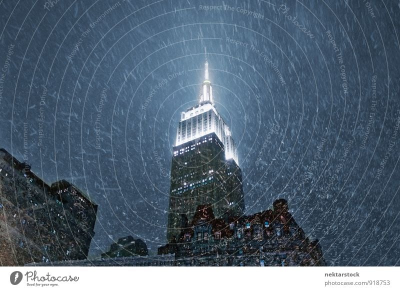 Empire State Building in New York with snow Style Vacation & Travel Town Downtown Skyline High-rise Bank building Architecture Wall (barrier) Wall (building)