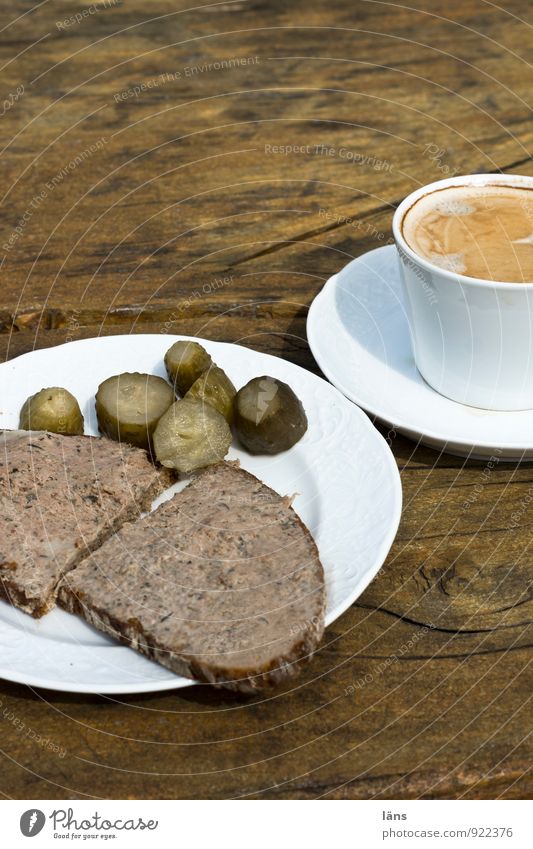 Farm shop dinner ... Food Sausage Bread Nutrition To have a coffee Gherkin Liver sausage liver sausage bread Coffee Plate Cup Vacation & Travel Tourism Trip