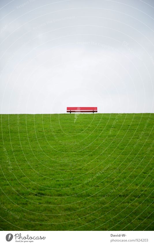 Seating ahead Life Harmonious Relaxation Calm Meditation Vacation & Travel Trip Far-off places Hiking Landscape Clouds Meadow Hill North Sea Baltic Sea Dike