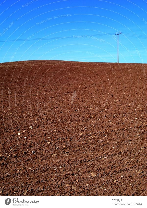 Mars, not moon! Field Brown Plowed Spring Sky blue Contrast Rural Electricity pylon Agriculture Moon Sparse Blue Americas Cable jojo on the mars Fallow land