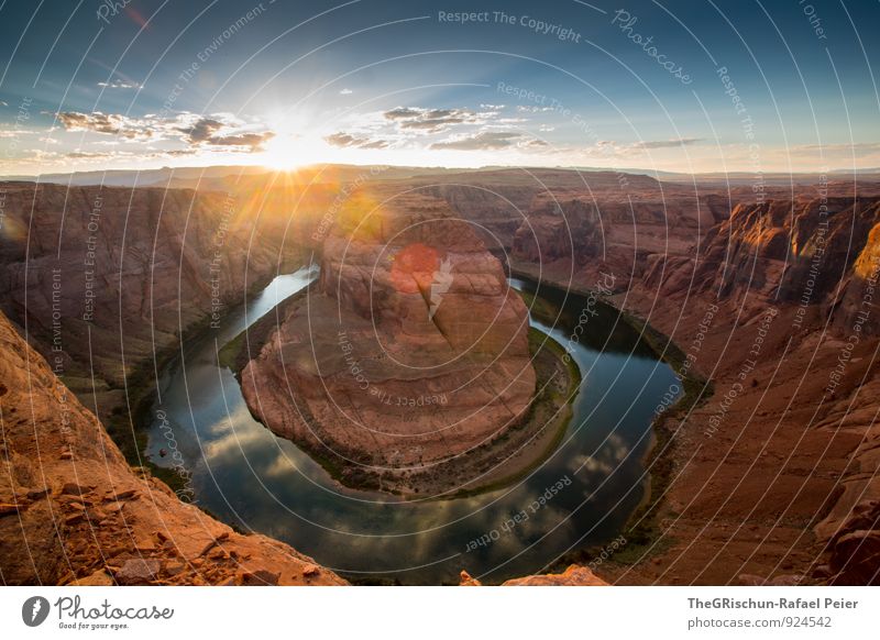 horseshoe bend Nature Landscape Earth Sand Water River bank Bay Blue Brown Yellow Gold Gray Orange Black Turquoise White Horseshoe Bend American Flag Page Moody