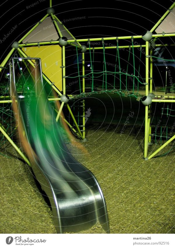 ghost slide Night Dark Playground Slide Blur Ghosts & Spectres  Long exposure Joy Action Playing Human being climbing scaffold fun blurred shoot glide