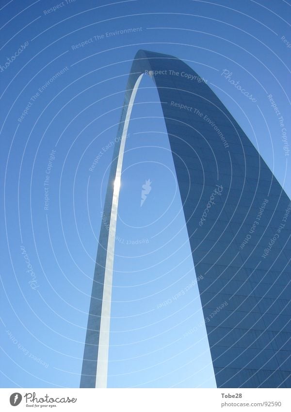 The Arch Steel Landmark Monument USA Sky Architecture St. Louis Bright background Isolated Image Partially visible Detail Tourist Attraction Famous building