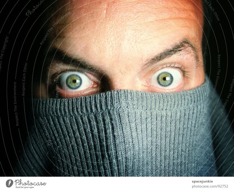 look into my eyes Man Crazy Whimsical Humor Sweater Deep Intensive Hypnotic Hypnotizing Emotions Joy Eyes Looking Mask haunting