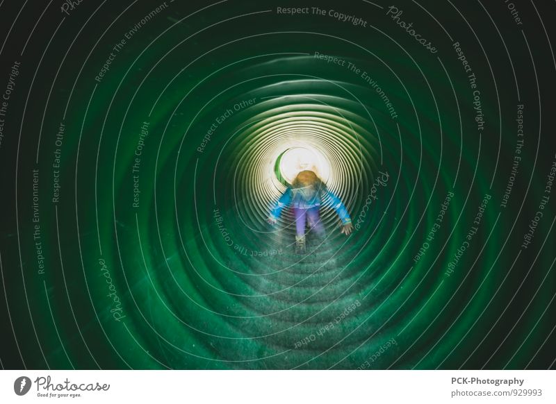 tunnel corridor Human being Masculine Feminine Girl 3 - 8 years Child Infancy Movement Discover Green Brave Adventure Lanes & trails Tunnel Tunnel effect