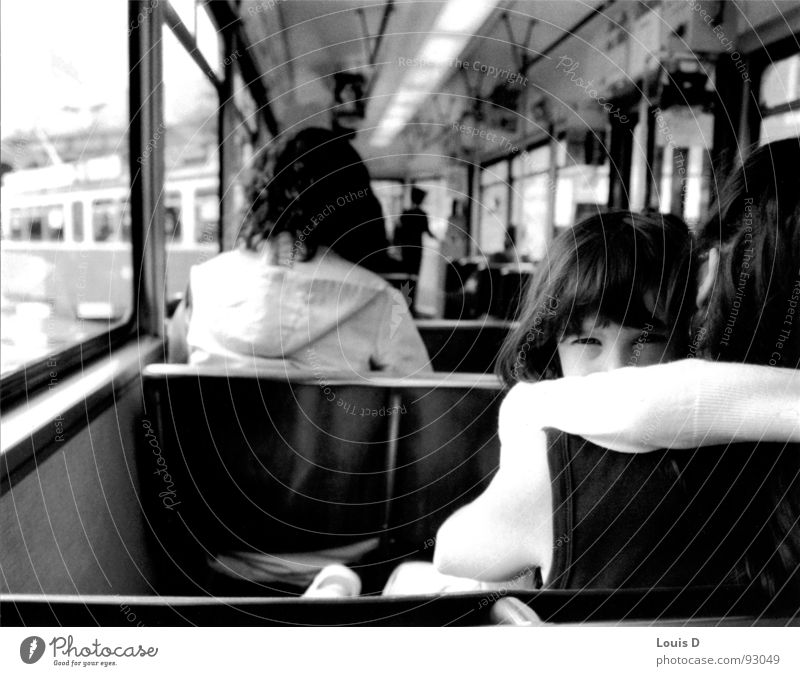 GIRL Tram Girl Mother Grief Black & white photo Zurich Sadness Tears Hide