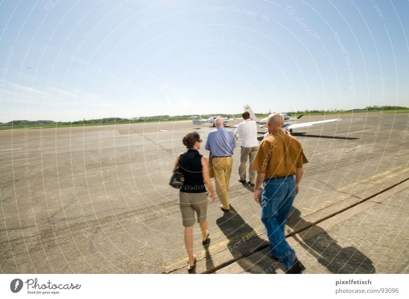 airfield mühlheim Airfield Runway Passenger Summer Tourist Airport Human being Trip charter flight