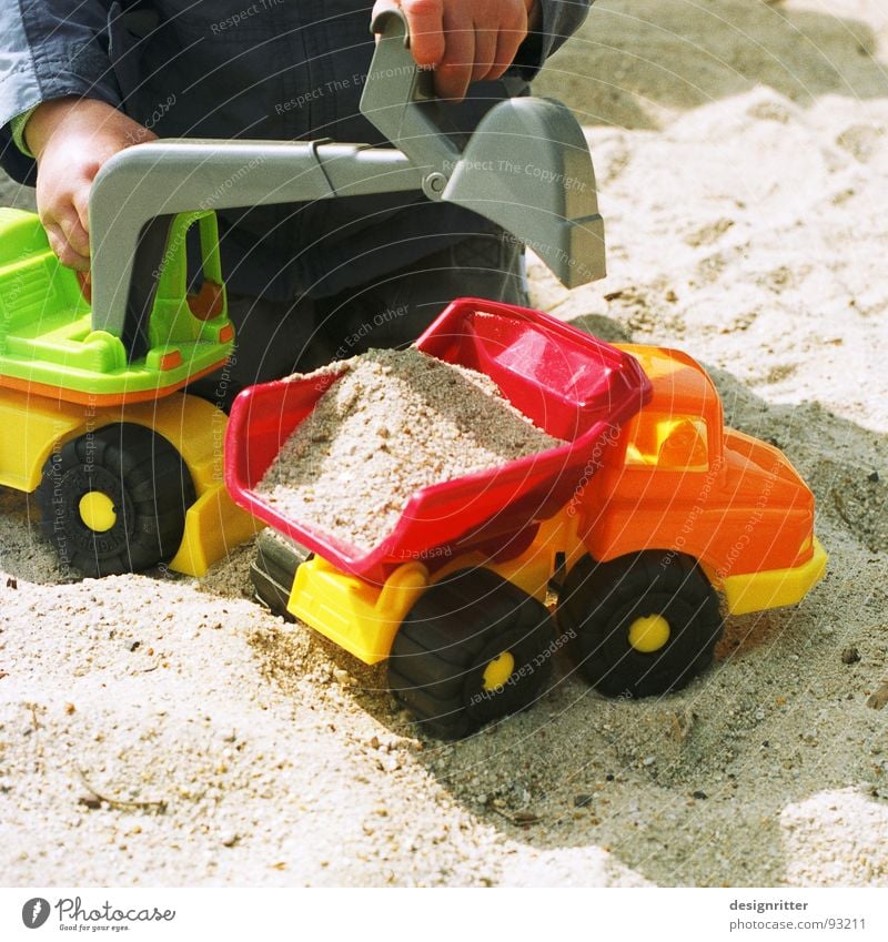 Yo, we can do this... Sandpit Playing Toys Child Construction worker Construction site Excavator Dumper Truck Boy (child) sand box play plaything children