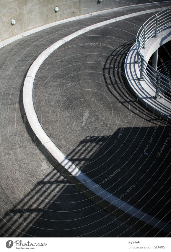 The straight way is not always the best ! Tar Concrete Wall (building) Steel Gray Stripe Traffic lane Lane markings Round Transport Underground garage