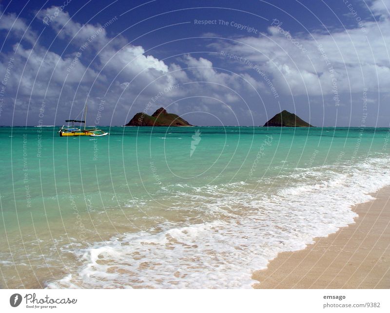 Lanikai Beach / Hawaii Ocean Watercraft Clouds Waves Vacation & Travel Island Sky Blue Exotic