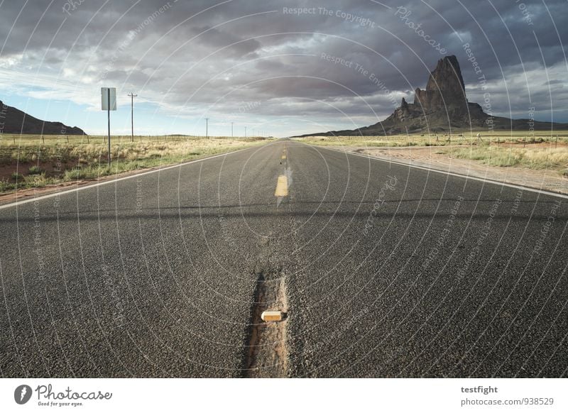 just straight ahead Environment Nature Landscape Clouds Storm clouds Climate Bad weather Monument Valley Transport Motoring Street Line Mountain Hill Horizon