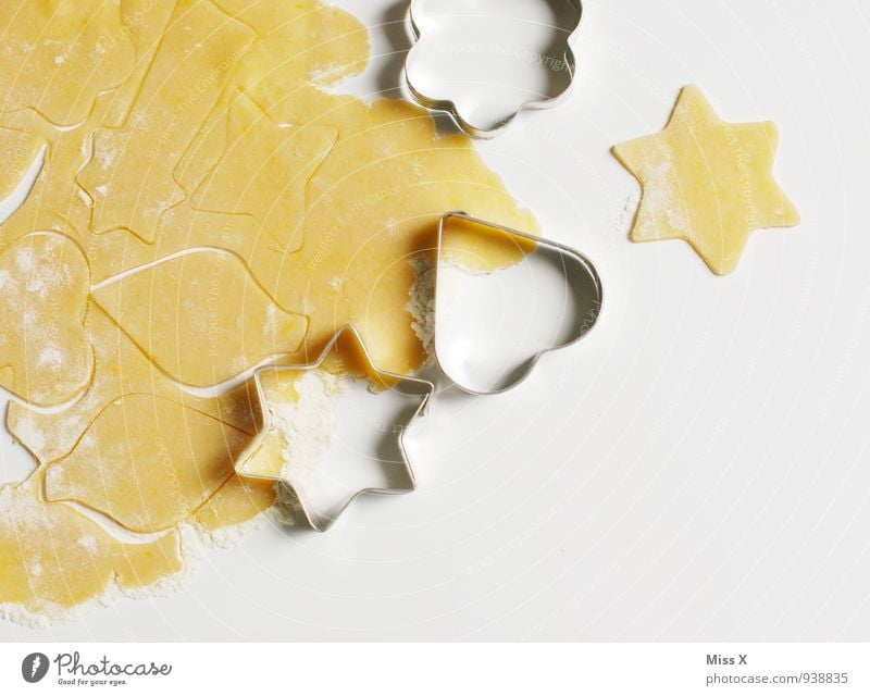 star Food Dough Baked goods Candy Nutrition Delicious Sweet Cookie Christmas biscuit Baking tin Star (Symbol) Colour photo Multicoloured Close-up Deserted