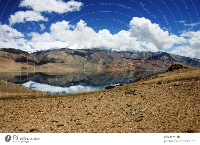 mirroring Lake Clouds Mirror image White Peak India Mountain Sky Blue