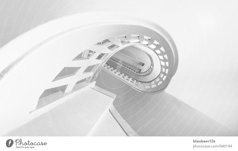 white staircase Deserted Building Architecture Stairs Esthetic Staircase (Hallway) Banister Black & white photo Interior shot High-key Deep depth of field