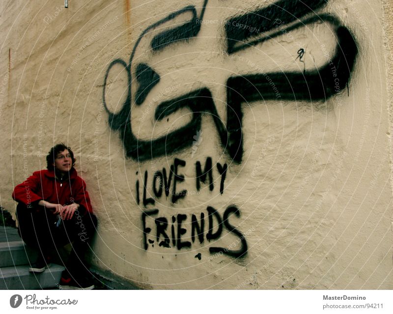 I Love My Friends Wall (building) Man Town Sincere Comic Open Trust I love my friends house wall Graffiti Human being Looking Emotions Heart Honest frankness