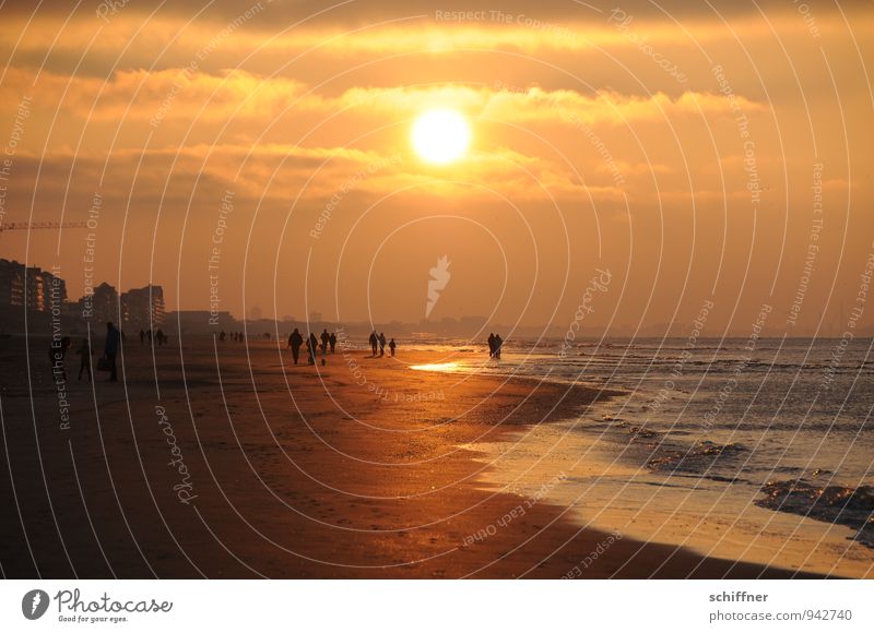 A thousand long, nice ways. Human being Group Environment Nature Landscape Sun Sunrise Sunset Sunlight Waves Coast Beach Bay North Sea Ocean