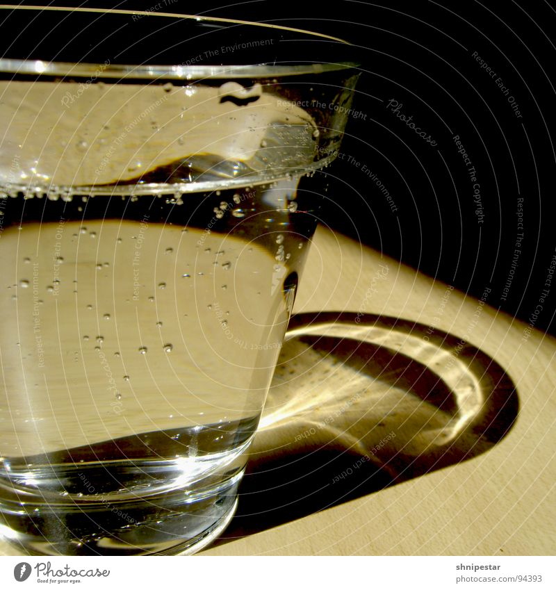 cold clear water Cold Carbonic acid Square Lunch hour Beverage Refreshment Healthy Kitchen Water Glass Reflection Bubble Shadow Contrast Partially visible