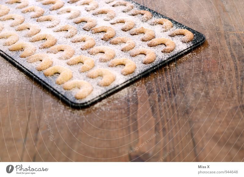 croissant Food Dough Baked goods Nutrition Christmas & Advent Delicious Sweet Vanilla cookie Cookie Christmas biscuit Baking tray Confectioner`s sugar