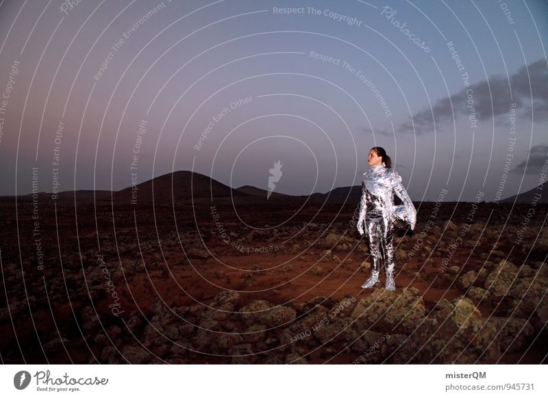 stand alone. Art Esthetic Astronautics Space helmet Smoke Extraterrestrial being Exceptional Landing Woman Emancipation Pioneer Universe Mars Martian landscape