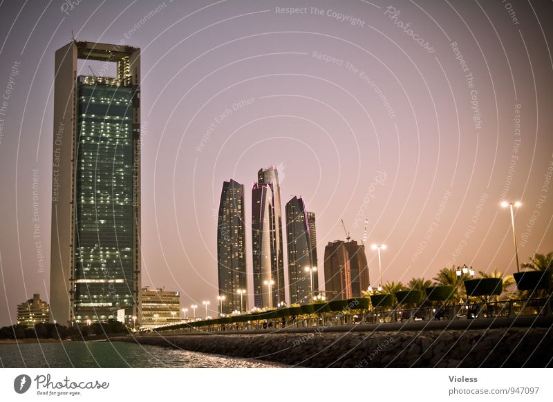 Abu Dhabi Night Tourism Adventure Far-off places Sightseeing City trip Capital city Skyline High-rise Bridge Tower Manmade structures Building Architecture