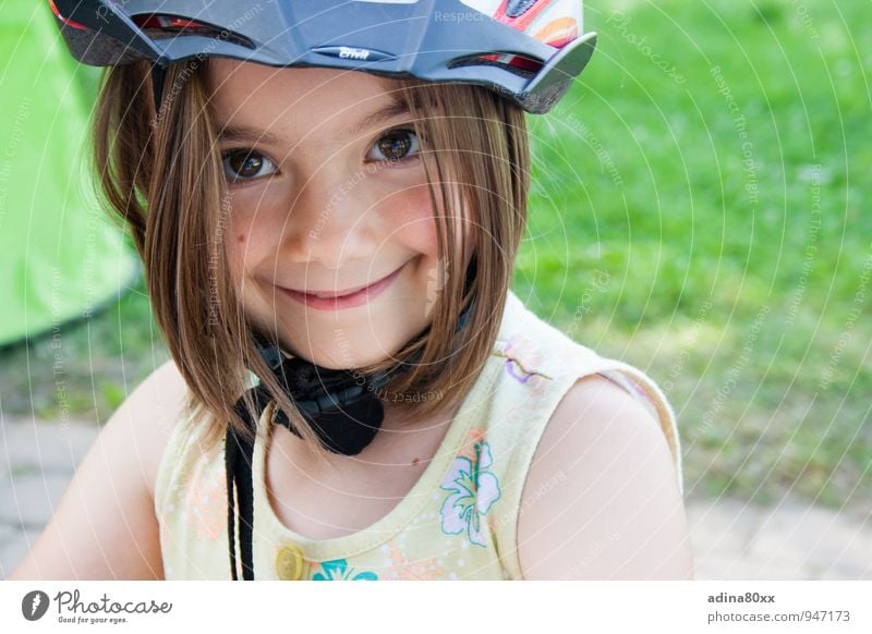 sure Sports Cycling Girl Helmet Smiling Illuminate Happy Smart Athletic Responsibility Dependability Conscientiously Caution Adventure Movement Relaxation
