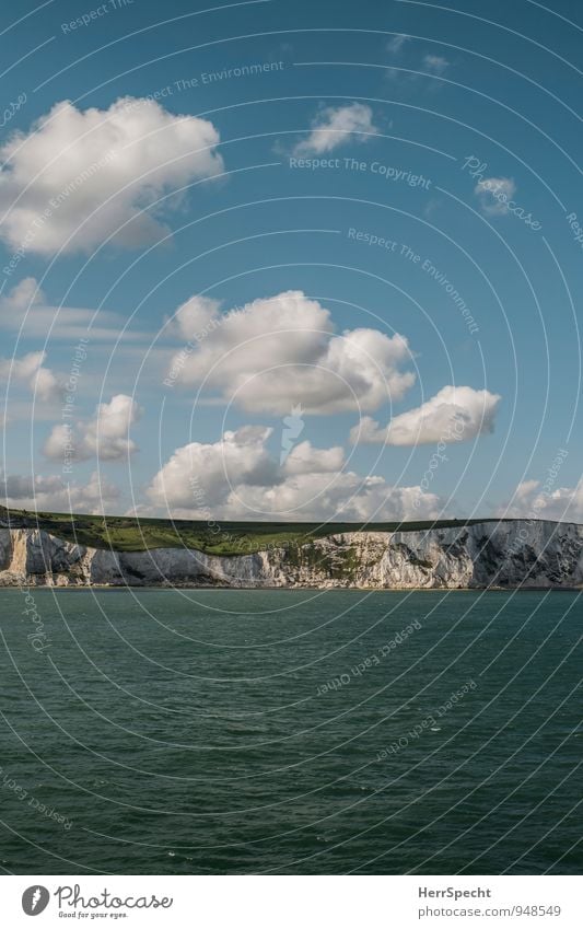 channel crossing Sky Clouds Beautiful weather Waves Coast Ocean English Channel North Sea Island Great Britain England Dover White Cliffs Maritime Blue Green