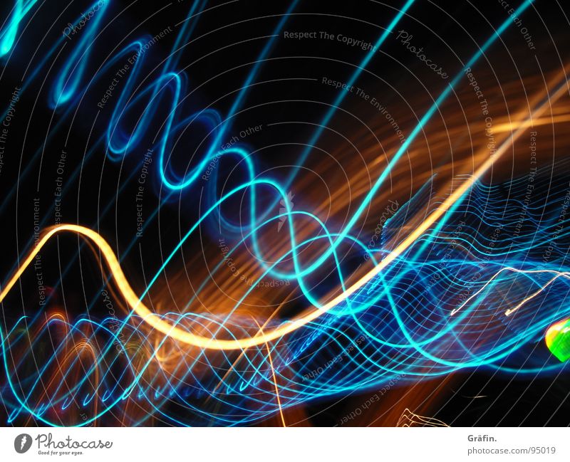double helix Light Dark Night Black Multicoloured Red Orange-red Green Fresh Long exposure Exposure Spiral Waves Bright Reflection snake of light Point