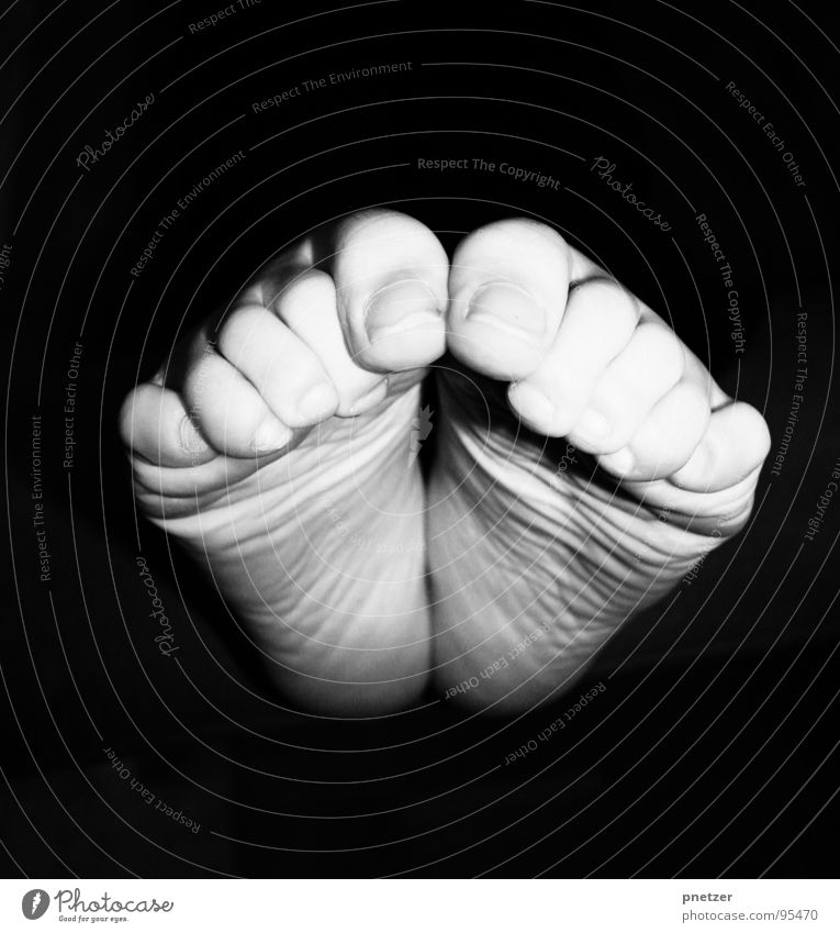 pedal Toes Nail Black White Nerviness Cramped Joy Black & white photo Woman Feet Titillation Barefoot