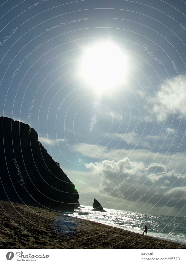 Seaside I Relaxation Vacation & Travel Summer Sun Beach Ocean Human being 1 Nature Sand Water Sky Clouds Horizon Sunlight Beautiful weather Warmth Coast