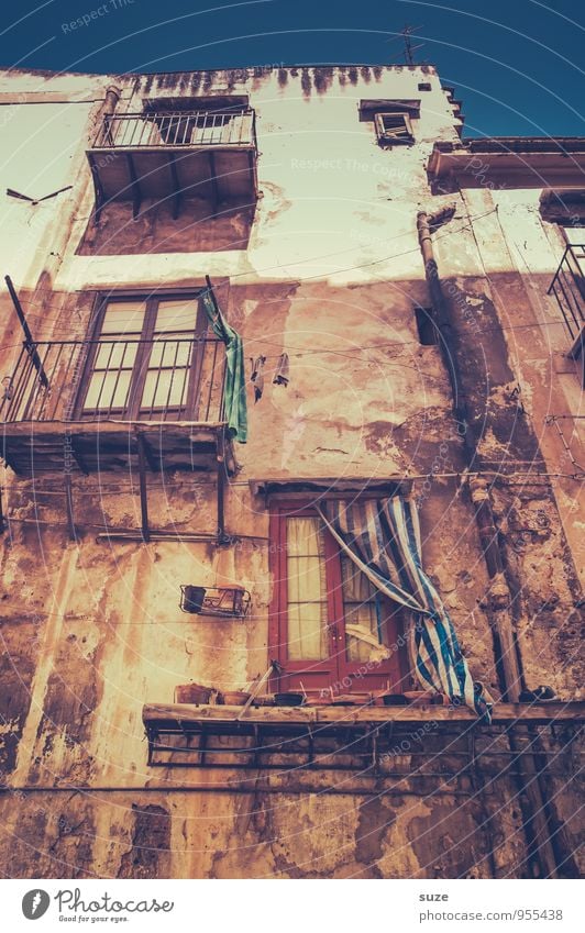 Well, old house! Vacation & Travel City trip Culture Town Old town Building Architecture Facade Balcony Window Authentic Dirty Fantastic Broken Gloomy Dry Brown