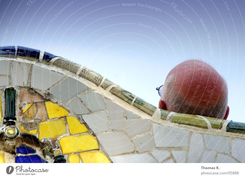 EX - BERLIN Park Rest Break Eyeglasses Mosaic Barcelona Summer Yellow 93 Traffic infrastructure Joy guell Tile Sky Sun exusu Zettberlin Blue