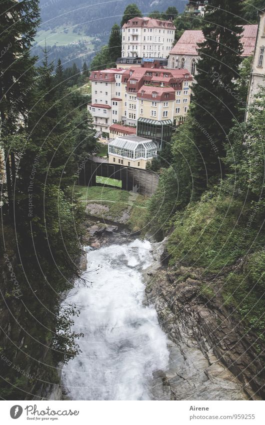built on water Water Rock Alps Mountain Canyon Waterfall Bad Gastein Gastein Valley Austria House (Residential Structure) Manmade structures Architecture Hotel