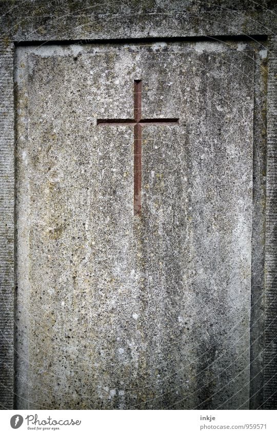 carved in stone Sculptor Tombstone Stone Sign Crucifix Christian cross Sharp-edged Simple Brown Gray Sadness Grief Death Religion and faith Chiseled Corner