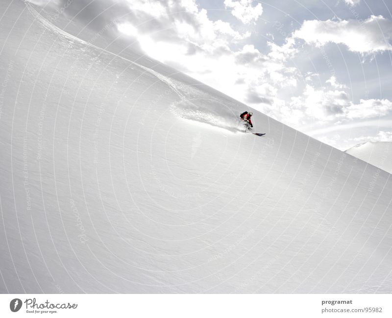 Powder pure Winter Skier Skiing Winter sports Deep snow Hohen Tauern NP Kitzsteinhorn White Cold Soft Austria Exterior shot Landscape format Mountain Snow