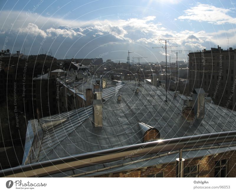 roofs Sky Light moscow clouds sun town