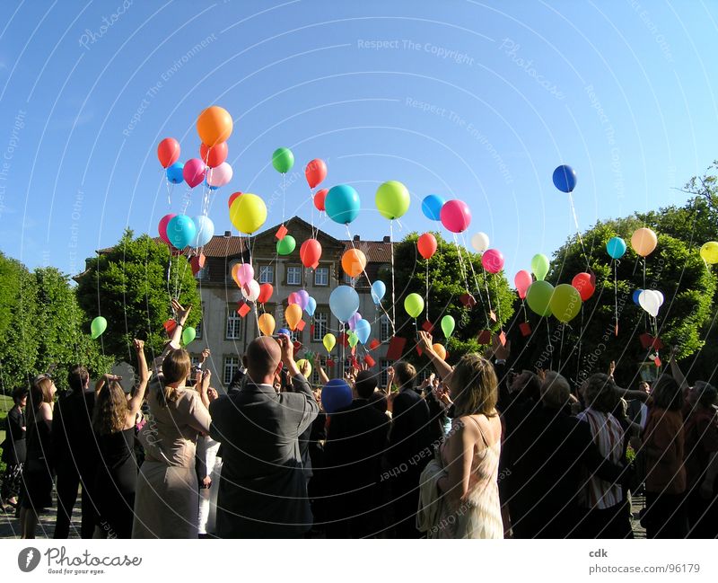 Airmail... Part I | Wedding party together balloons rise. Society Together Simultaneous Crowd of people Balloon Information Letter (Mail) Desire Promise Playing