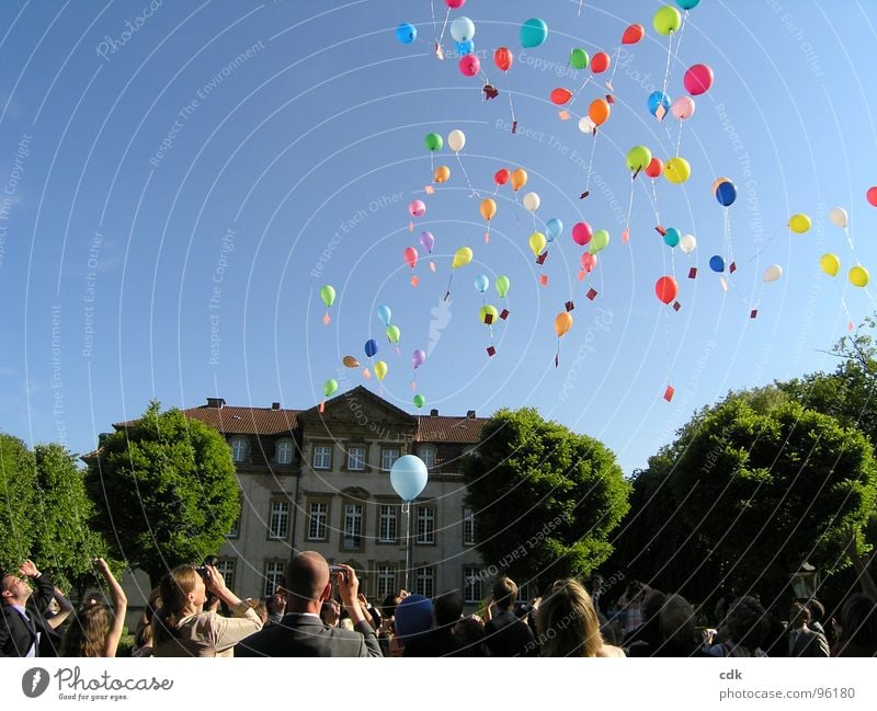 Airmail... Part II | Wedding party together let balloons rise. Society Together Simultaneous Crowd of people Balloon Information Letter (Mail) Desire Promise