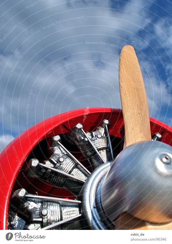 Now geht´s round, the sparrow spoke... Radial engine Engines Propeller Airplane Vintage car Wood Red Wood varnish Rotate Remote control Leisure and hobbies