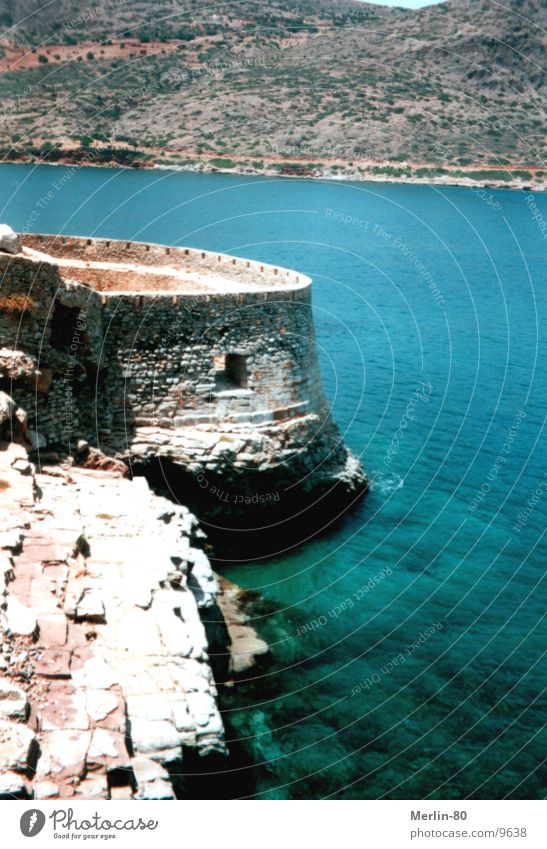 Old Lebrastation on Crete Fortress Europe liver resting station Sun blue water