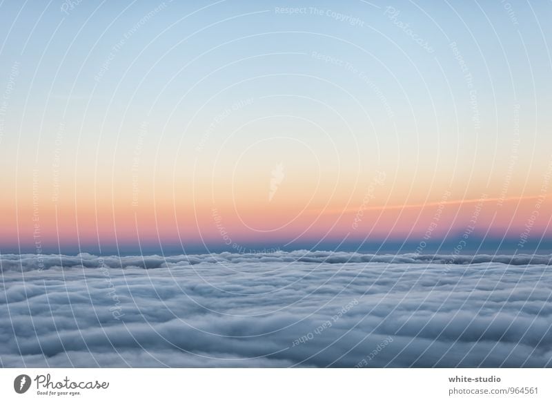 View: Cloudy Environment Sky Clouds Sunrise Sunset Sunlight Vacation & Travel Air Clouds in the sky Fog bank Shroud of fog Cloud pattern Veil of cloud