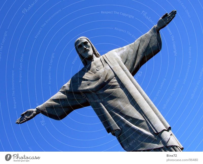 Statue of Christ - Rio de Janeiro Motionless Large Heavy Religion and faith Landmark South America Brazil Benediction Protector Corcovado-Botafogo Green