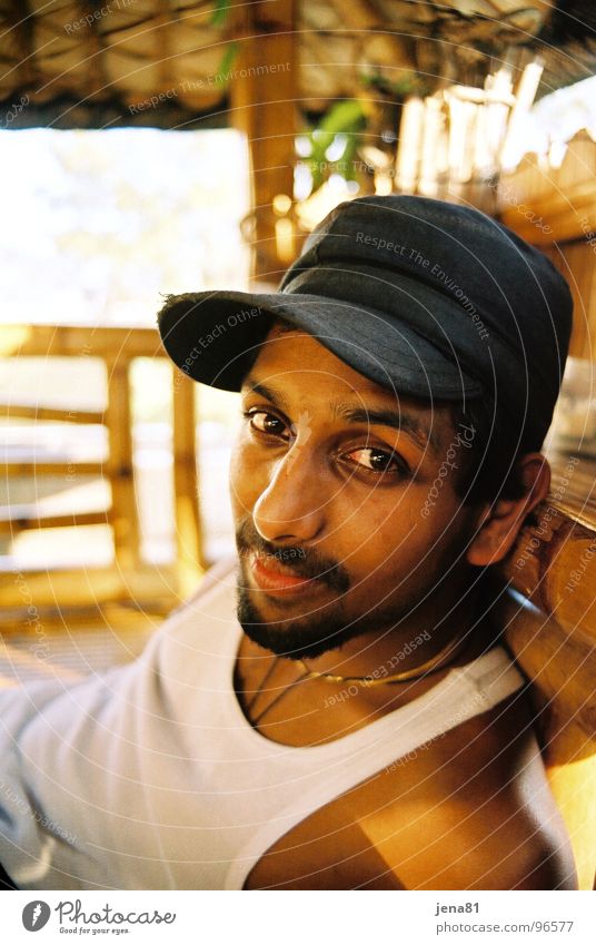 peacebald Summer Sri Lanka Portrait photograph Man Cap Physics Asia Looking Warmth