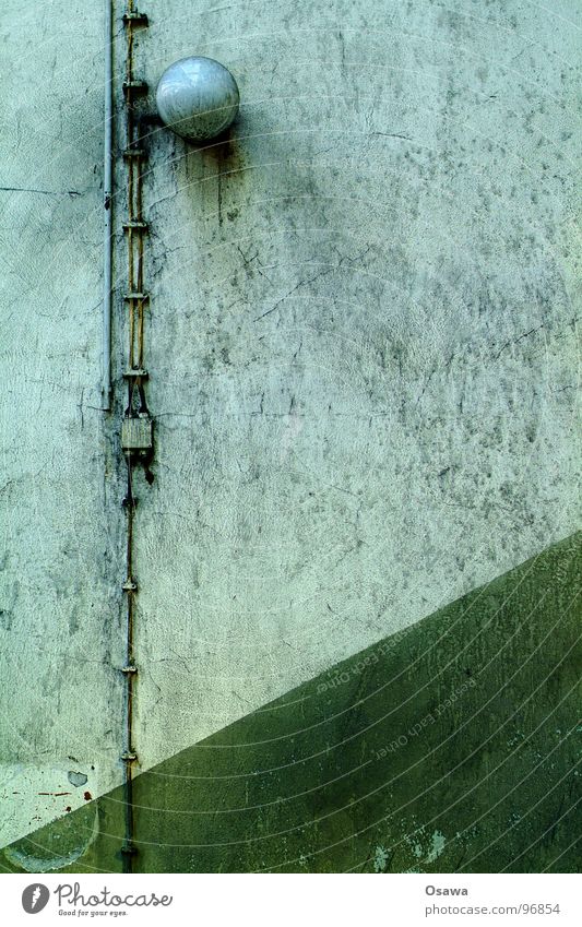 VEB Electrocarbon 08 Wall (building) Lamp Factory Diagonal Green Dirty Run-down Derelict Cable plaster installation Industrial Photography Loneliness GDR