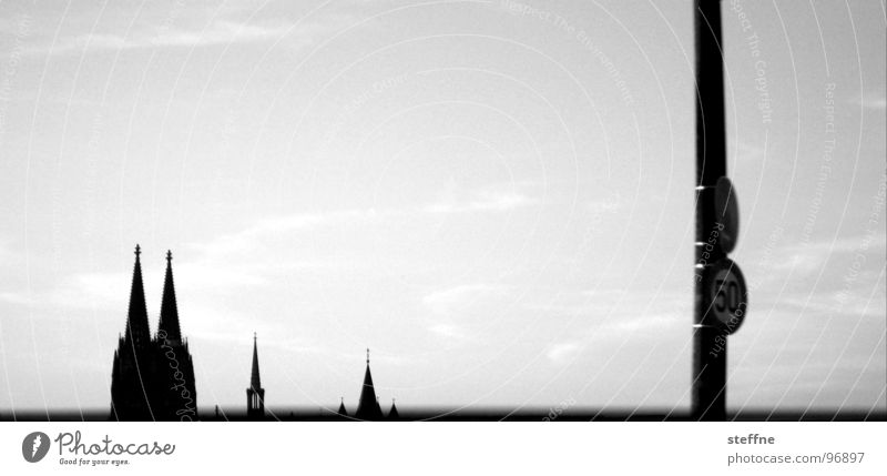 Cologne Views Cologne Cathedral Black White 50 Severins bridge Panorama (View) Clouds House of worship Germany Dome Silhouette St-Martin Point Sky Large