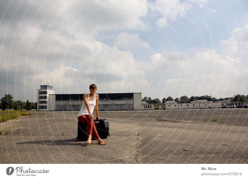 Off on vacation ! Lifestyle Vacation & Travel Tourism Trip Summer vacation Feminine Environment Sky Clouds Airport Building Airfield Air Traffic Control Tower